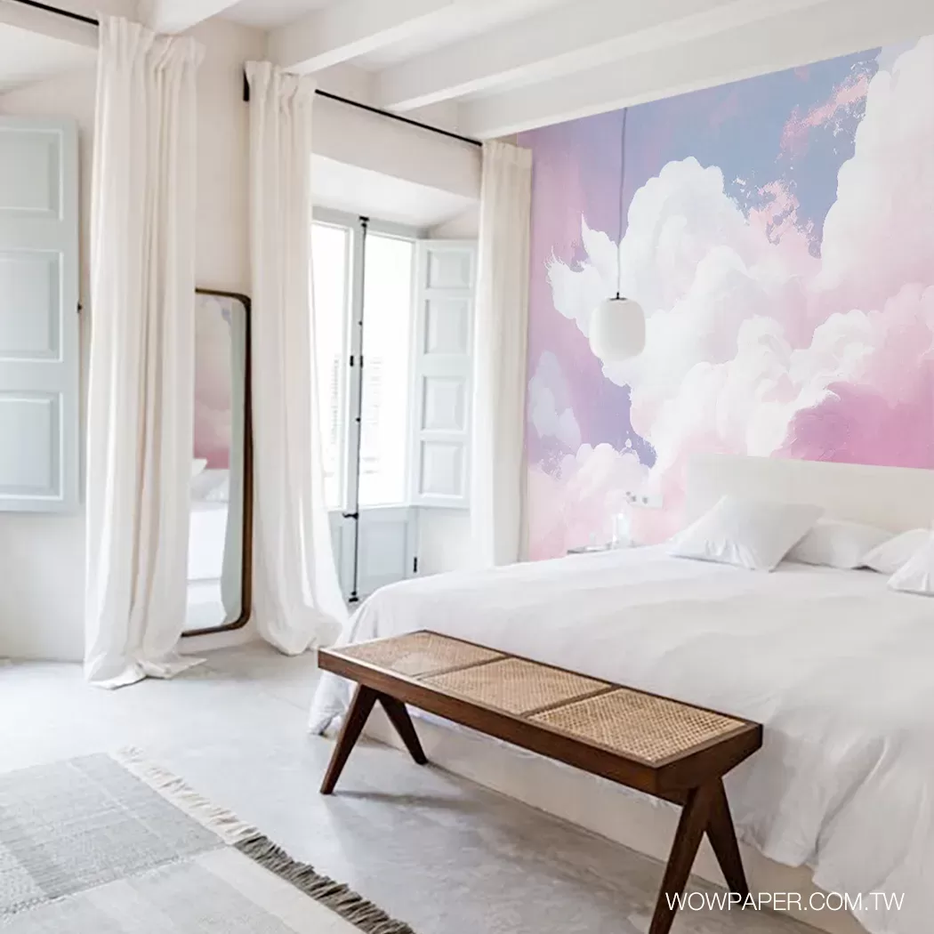 白淨的臥室裡通透且清爽的天空壁紙