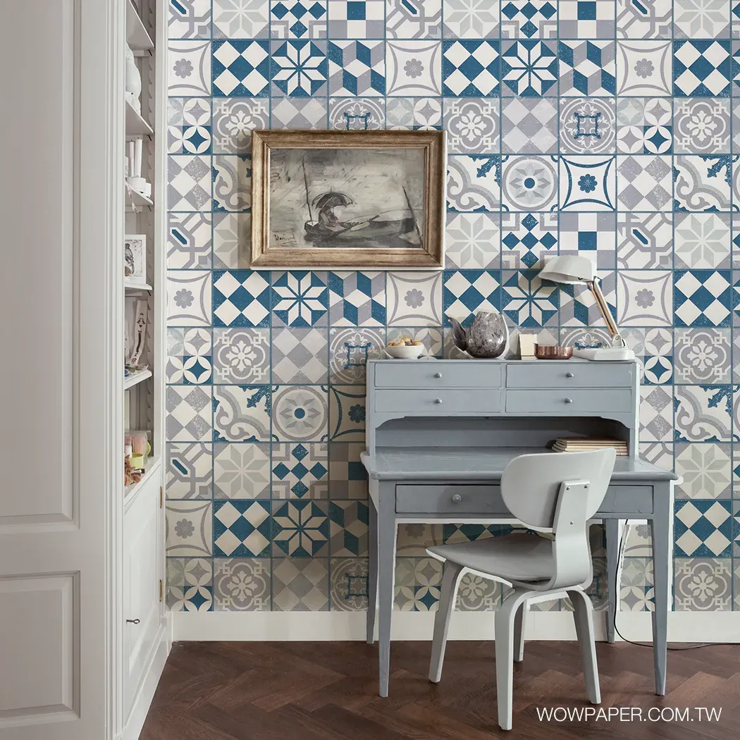 迷人花磚 壁紙(藍紫)