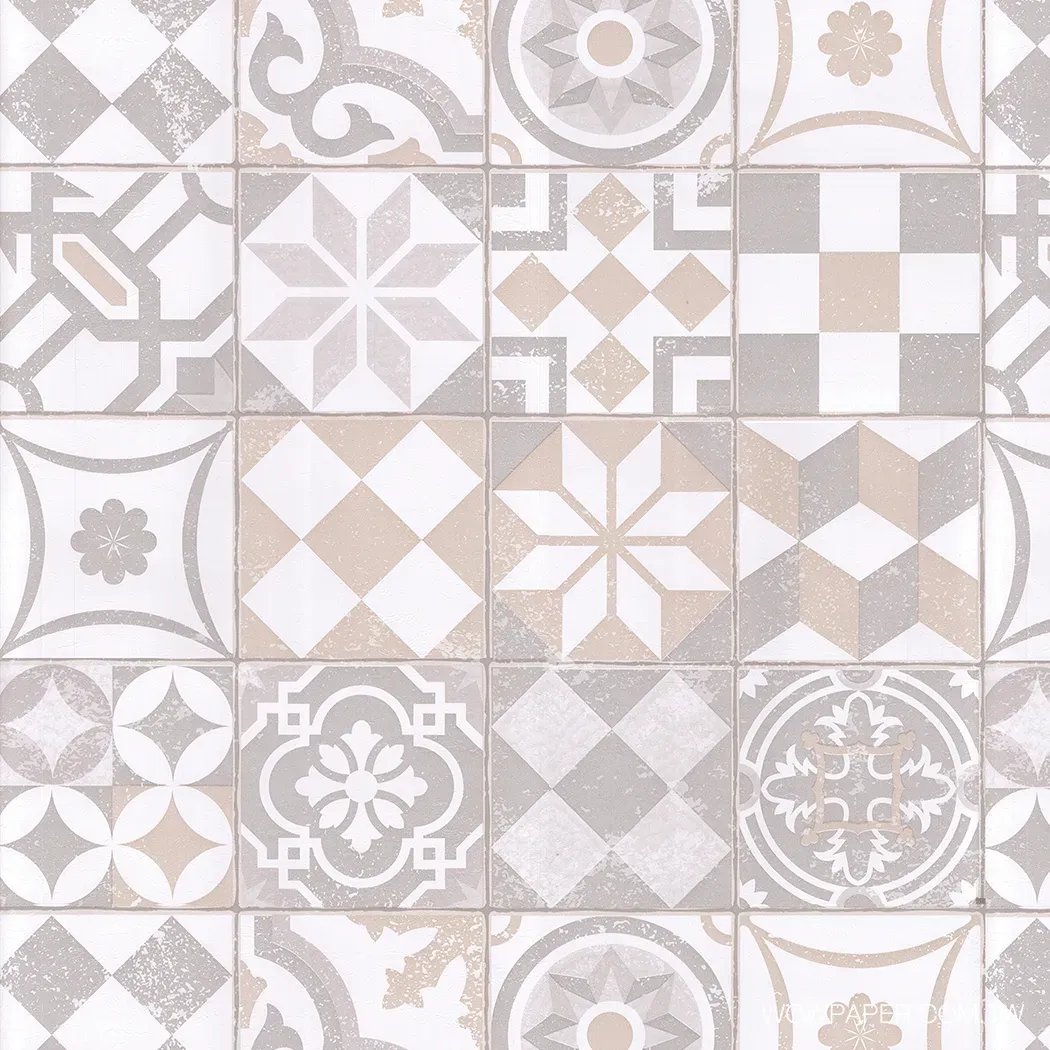 迷人花磚 壁紙(灰棕)