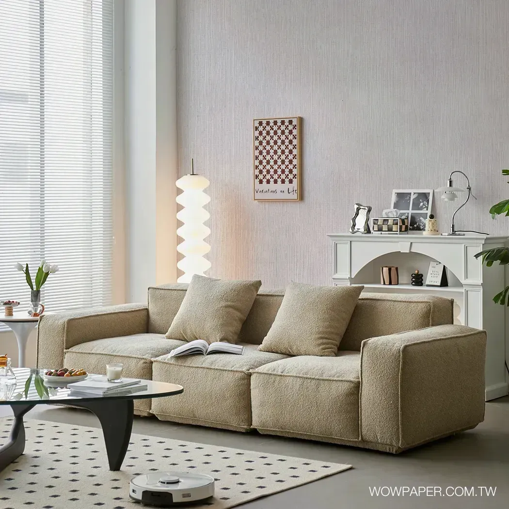 皺紗紋 壁紙(米灰)