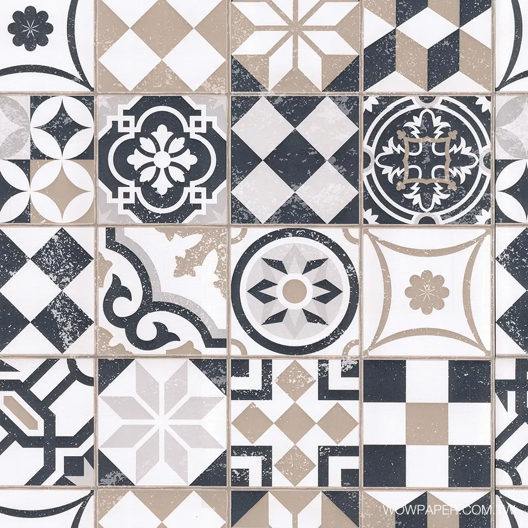 迷人花磚 壁紙(棕)