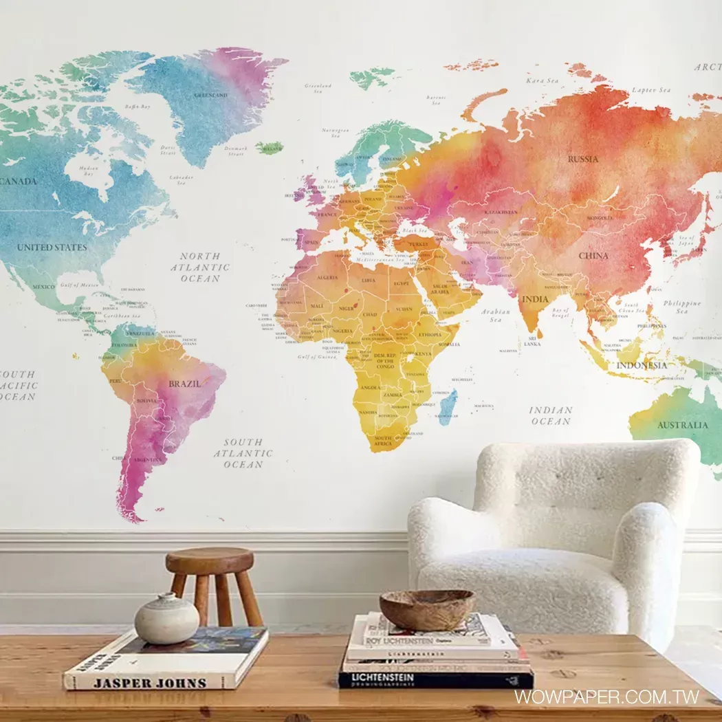 明亮多彩的設計感世界地圖為空間帶來活力