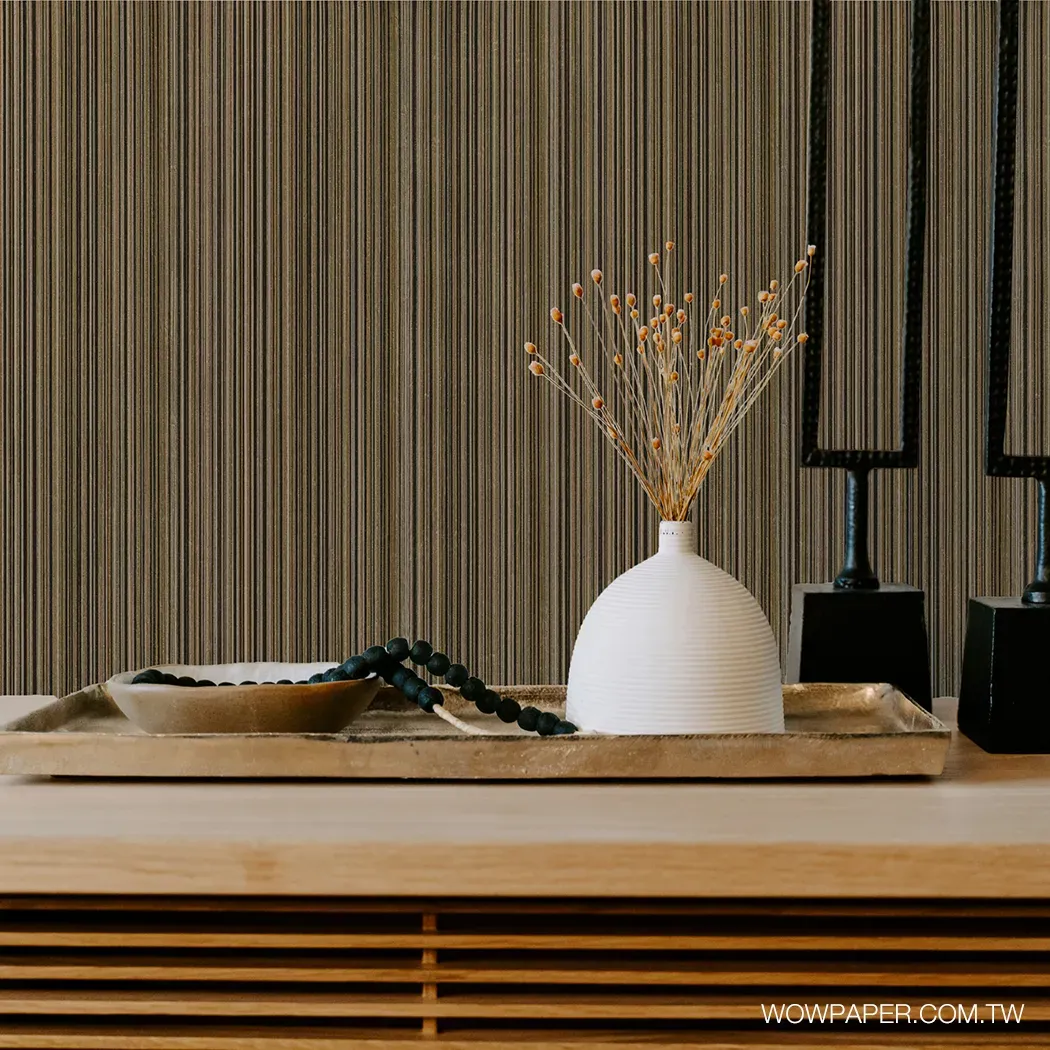 直線造型木紋 壁紙(咖金)
