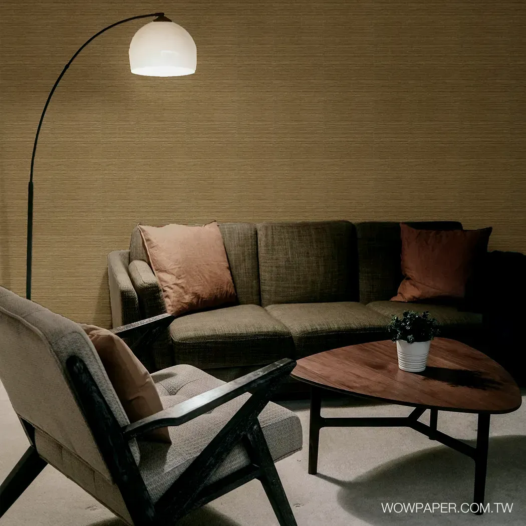 古著劍麻織紋 壁紙(棕金)