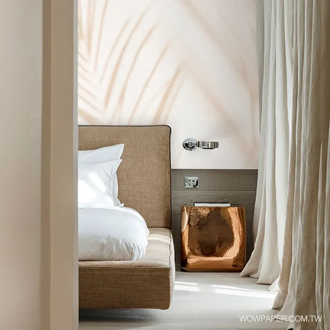 奢華現代的臥室搭配夏日迷人光影的壁紙