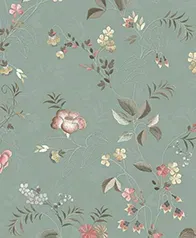 珠光繡線小花 壁紙(灰綠)