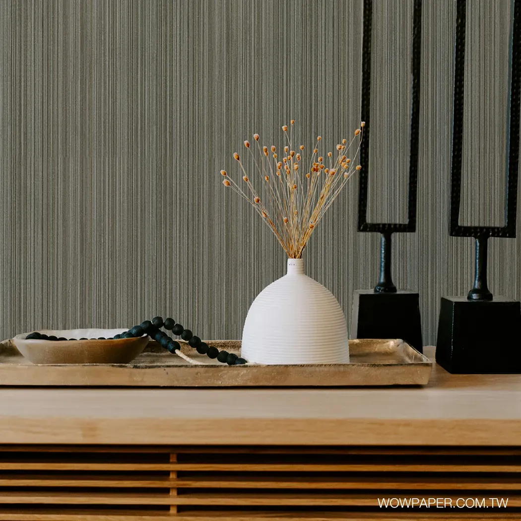 直線造型木紋 壁紙(棕灰)