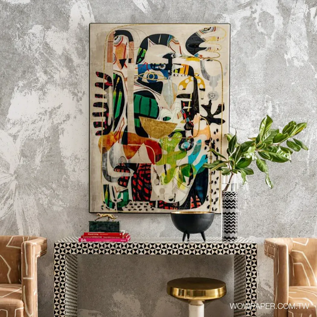 搭配印花泥牆壁畫的現代空間設計