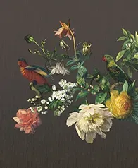 美術館藝術花鳥 壁紙(灰黑)