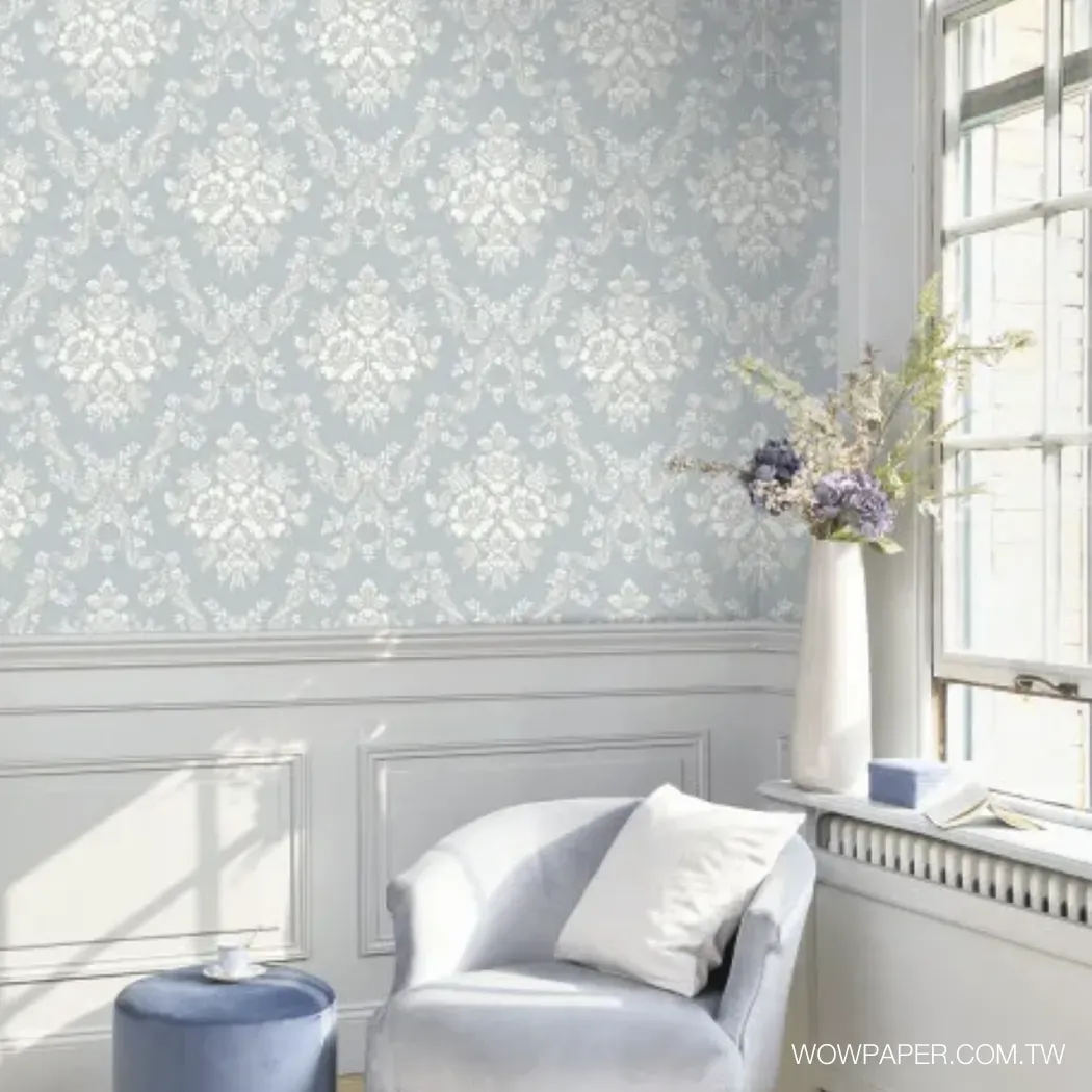 巴洛克花環 壁紙(藍)