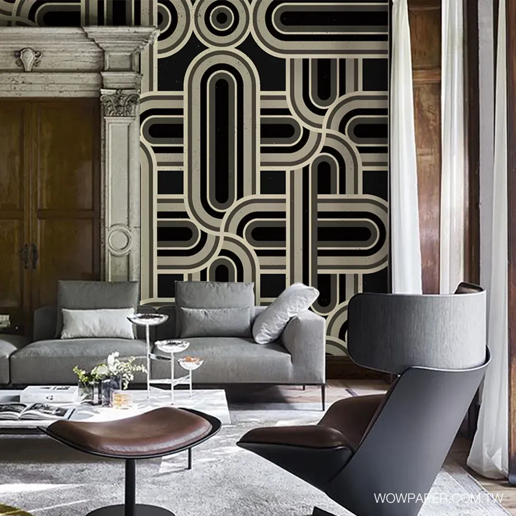 搭配大型現代圖騰壁畫的空間設計