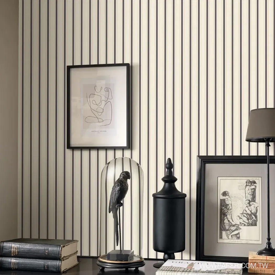 優雅直條紋 壁紙(黑)