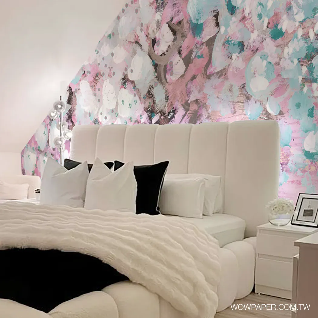 搭配浪漫花海壁畫的臥室設計