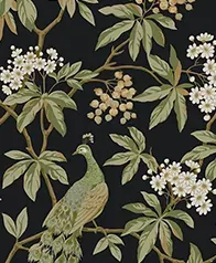 繁花孔雀 壁紙(黑)