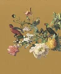 美術館藝術花鳥 壁紙(暗黃)