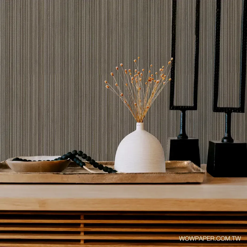 直線造型木紋 壁紙(棕灰)