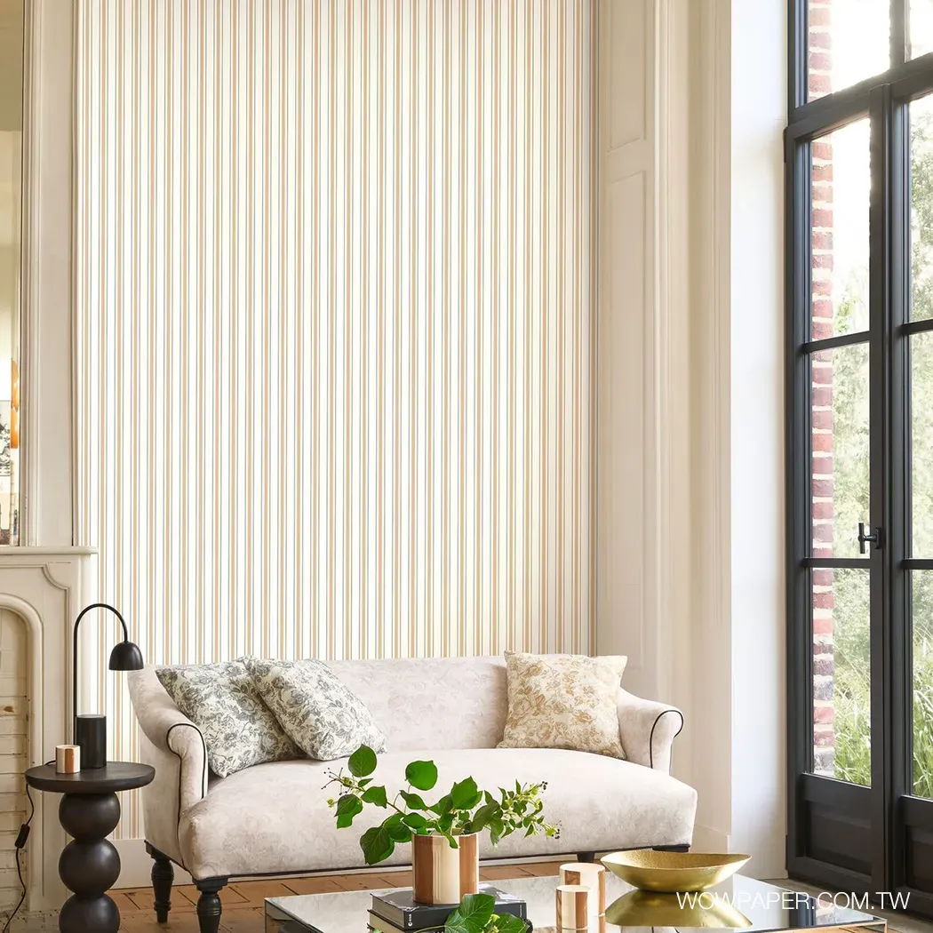 優雅直條紋 壁紙(棕)